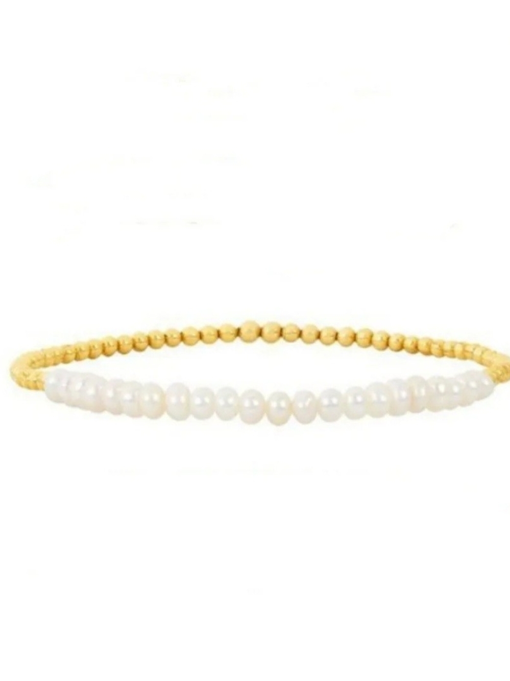 Freshwater Pearl Gold Beads Stretch Bracelet